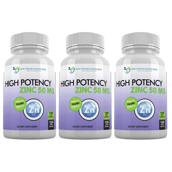 Frasco de Zinc 50 mg en cápsulas vegetales