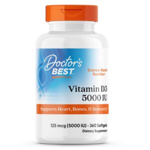 Doctor's Best Vitamina D3 suplemento botella 360 cápsulas