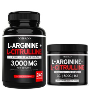 Version 1.0.0 Frente de envase Dorado Nutrition L-Arginina L-Citrullina
