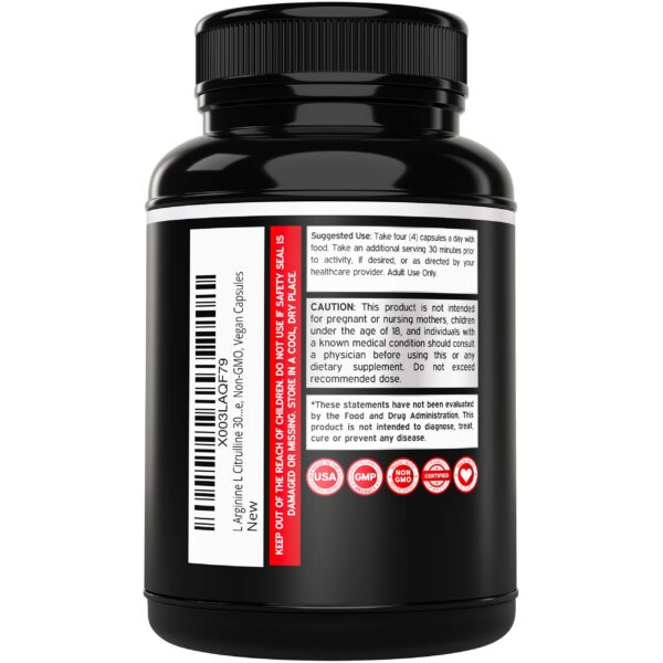 Frasco con cápsulas de Dorado Nutrition L-Arginina L-Citrulina