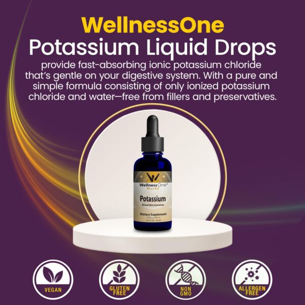 Dosis gotas potasio iónico WellnessOne para absorción rápida