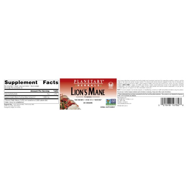 Supuesta dosis de Melena de León en suplemento vegano