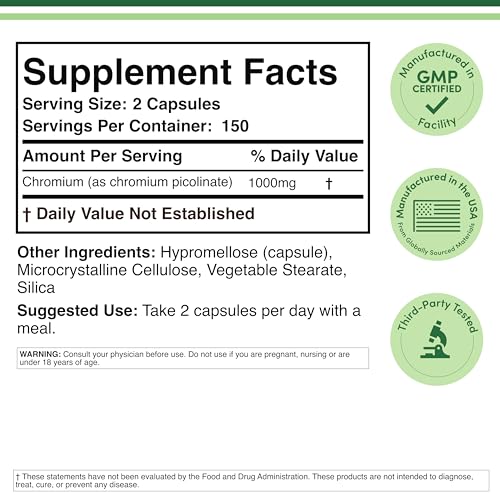 Etiqueta frontal de Chromium Picolinate