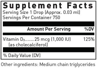 Etiqueta de Vitamina D3 líquida 0.75 oz