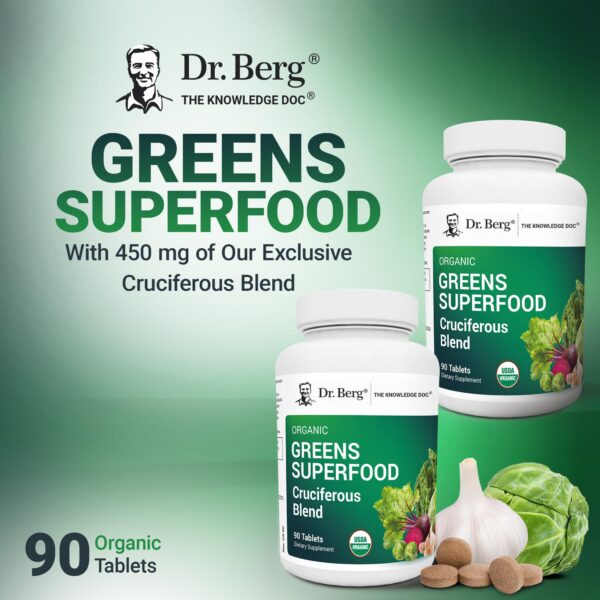 Frasco de Dr. Berg's Greens tabletas vegetales