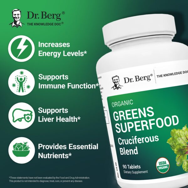 Frasco Dr. Berg's Greens tabletas vegetales crucíferas