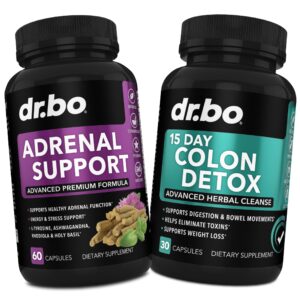 Frontal de la botella DR. BO suplemento adrenal y limpieza de colon