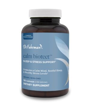 Frasco de Dr. Fuhrman Calm Biotect suplemento para relajación y sueño