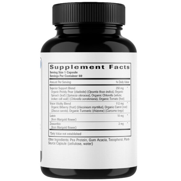 Etiqueta trasera del suplemento ocular Dr. Grossman’s