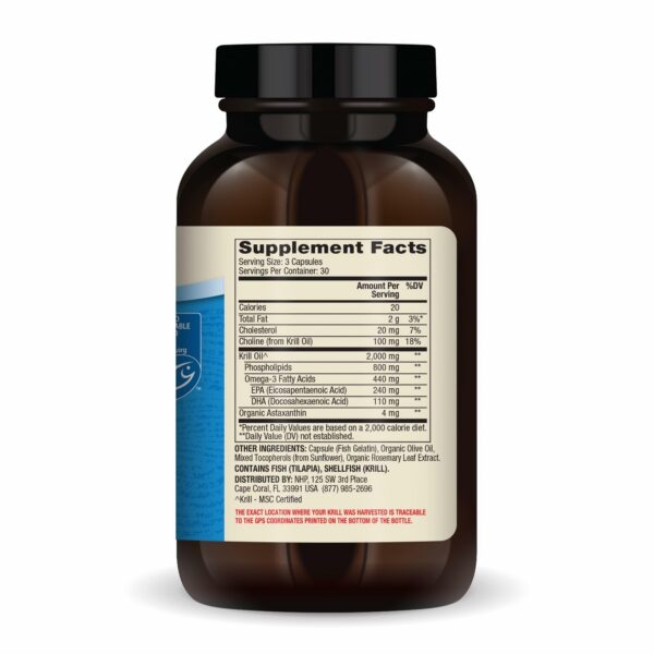 Frasco de krill oil con etiqueta