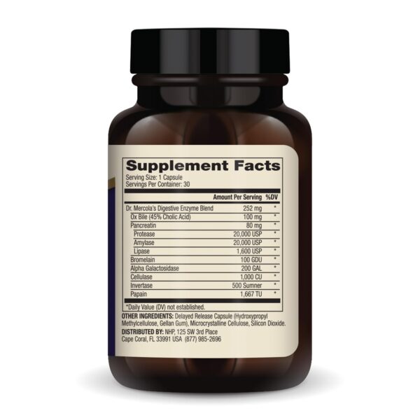 Etiqueta frontal de Dr. Mercola Digestive Enzymes