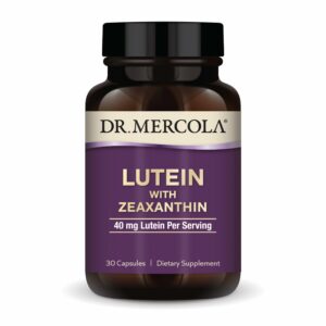 Frente de la etiqueta Dr Mercola Lutein with Zeaxanthin