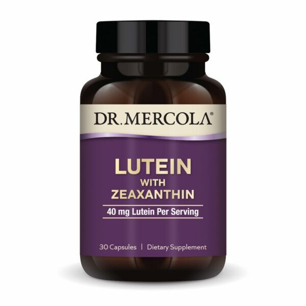 Frente de la etiqueta Dr Mercola Lutein with Zeaxanthin