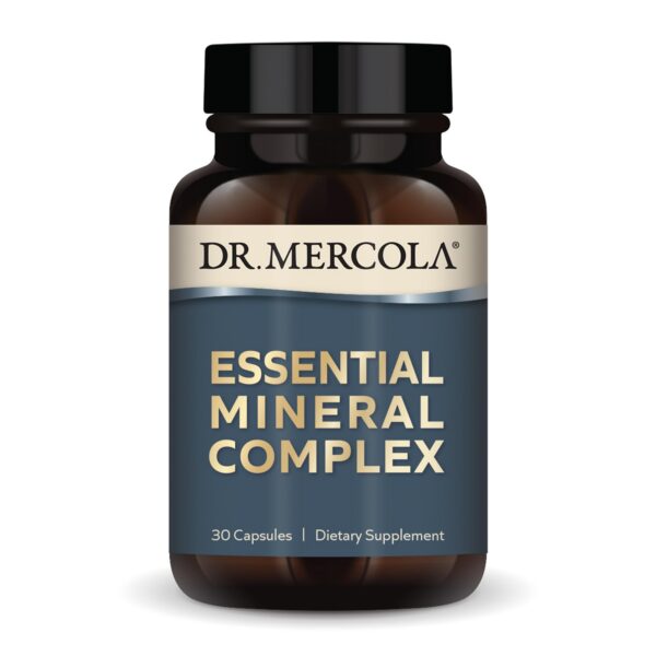 Version 1.0.0 Botella de Dr. Mercola Mineral Complex y cápsulas