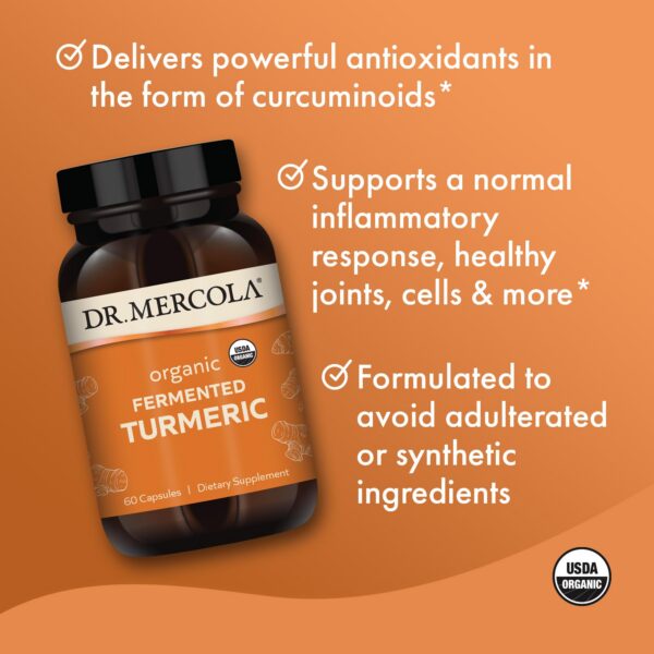 Suplemento orgánico Dr. Mercola cúrcuma fermentada con antioxidantes