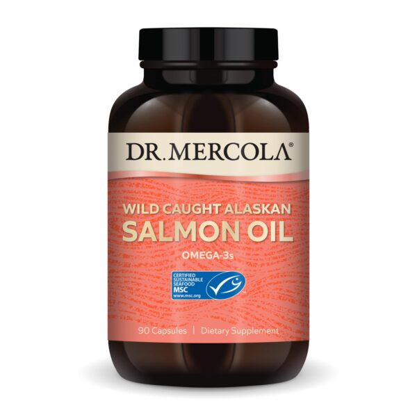 Dr. Mercola Aceite de Salmón Salvaje Alaska botella frontal