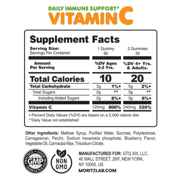 Version 1.0.0 Etiqueta nutricional DR. MORITZ vitamina c gomitas