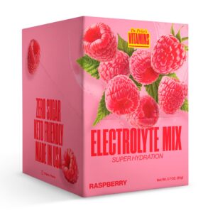 Frente del envase Dr Price Electrolyte Mix Raspberry