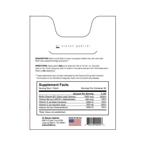 Dr Steven Gabriel biotina parche instrucciones uso