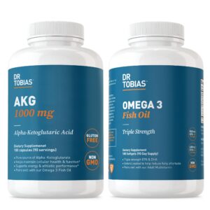 Frente del envase Dr. Tobias AKG y Omega 3 Fish Oil