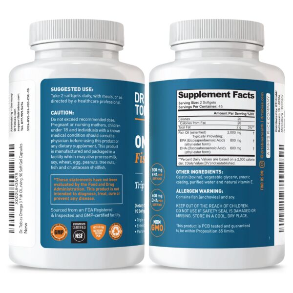 Etiqueta de Dr. Tobias Omega-3 EPA DHA info