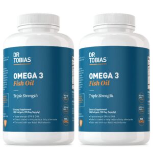 Version 1.0.0 Botella de Dr. Tobias Omega 3 Fish Oil con etiqueta