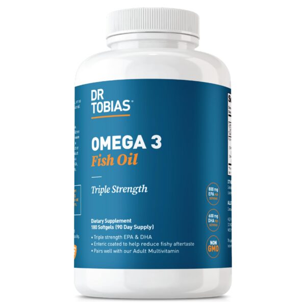 Frente de la botella Dr. Tobias Omega 3 Fish Oil