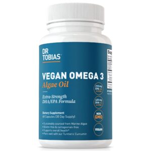 Version 1.0.0 Frontal de la botella Dr. Tobias Omega-3 vegano