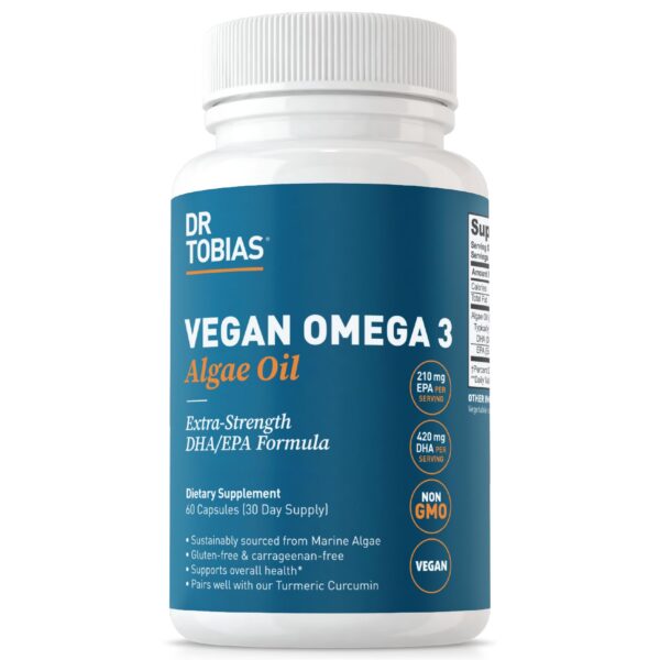 Version 1.0.0 Frontal de la botella Dr. Tobias Omega-3 vegano