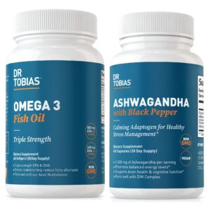 Version 1.0.0 Dr. Tobias Omega 3 y Ashwagandha cápsulas frasco frontal