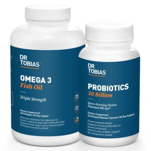 Frasco frontal Dr. Tobias probióticos y omega-3