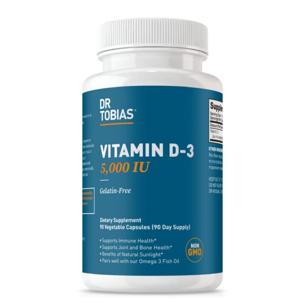 Dr. Tobias Vitamina D3 5000 UI cápsula y frasco