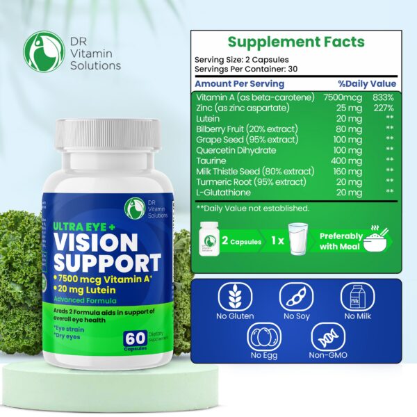 Etiqueta frontal Vision Support Eye Vitamins