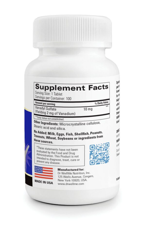 Etiqueta Dr WellMe Vanadyl Sulfate 10 mg