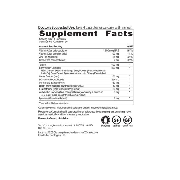 Etiqueta frontal Dr Whitaker Vision Essentials Gold