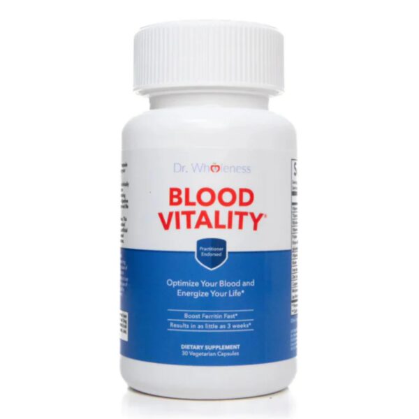 Frente de la botella Dr. Wholeness Blood Vitality 30 cápsulas