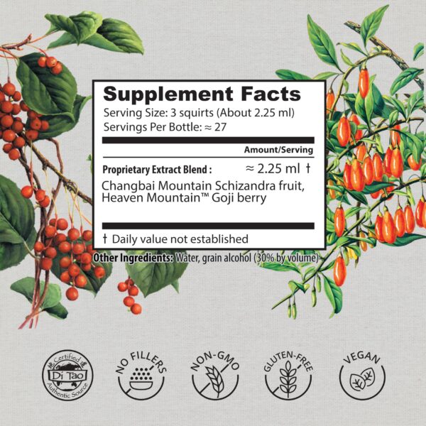 Detalle del gotero de tintura Goji Schizandra