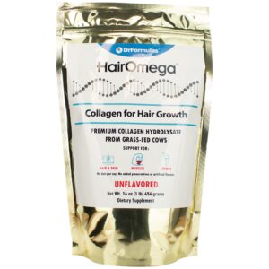 Frente de envase DrFormulas HairOmega Colágeno
