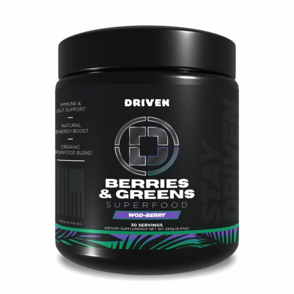 Driven B&G Berries & Greens polvo frente al envase