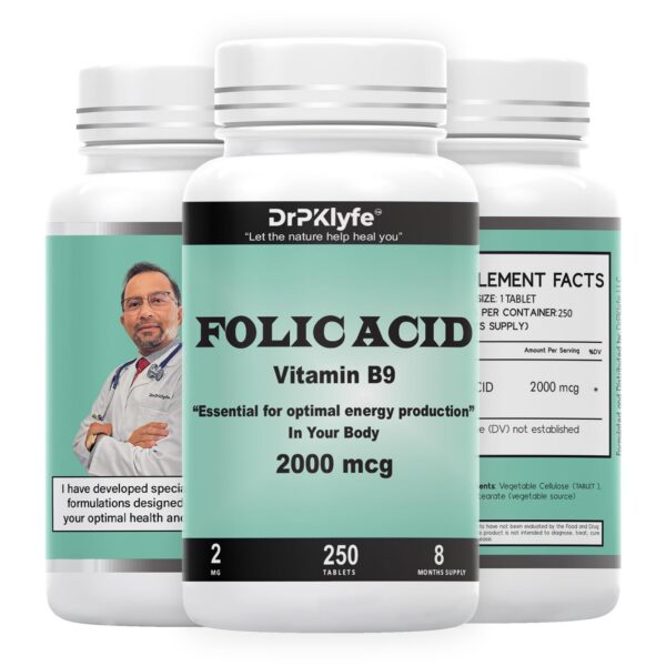 Version 1.0.0 DrPKLyfe ácido fólico 2000 mcg tabletas para energía y embarazo