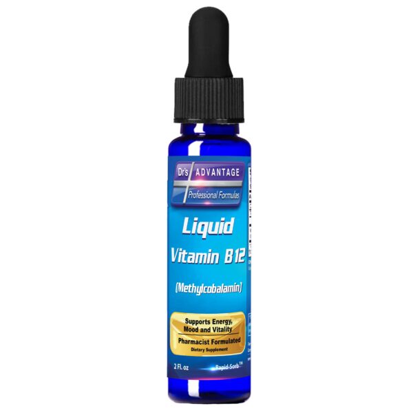 Drs Advantage gotas de vitamina b12 líquida 2oz azul frasco