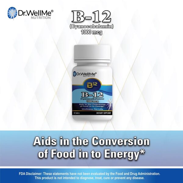 Frasco y cápsulas de Dr.WellMe B-12