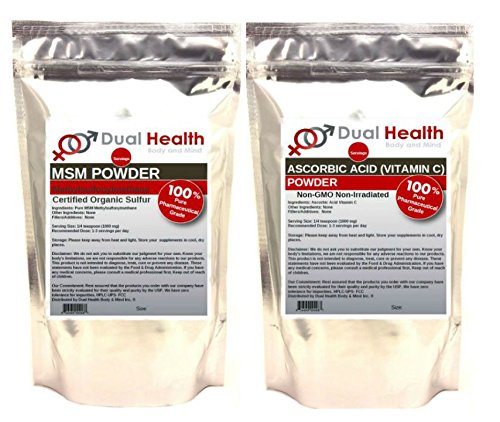 Dual Health Body & Mind paquete combo vitamina c msm polvo blanco