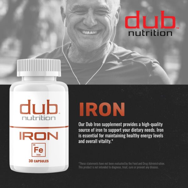 Cápsulas Dub Nutrition Iron close-up
