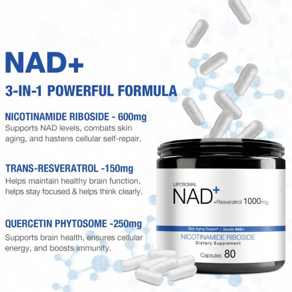 Frasco con cápsulas de NAD suplemento