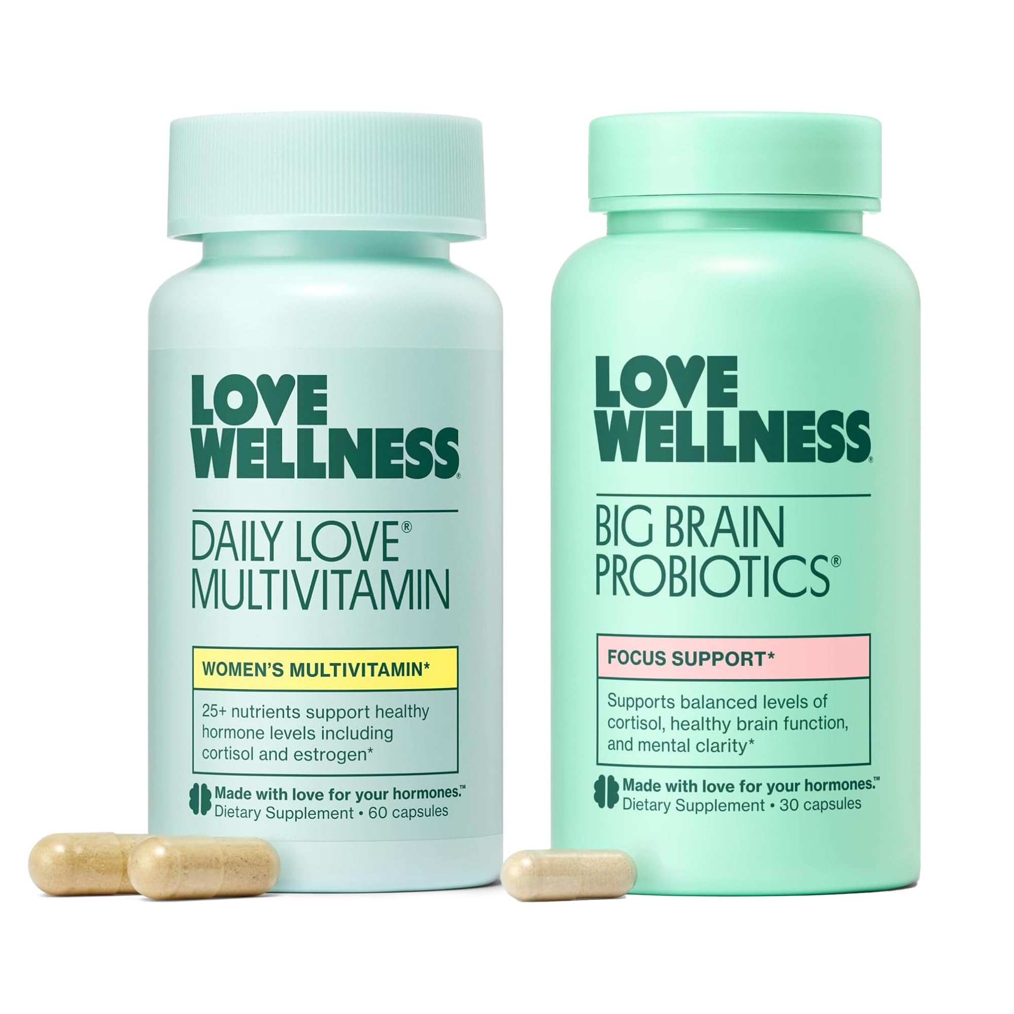 Love Wellness Daily Multivitamin and Big Brain Probiotics