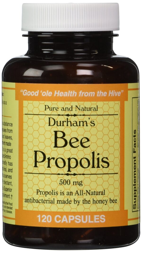 Frasco de propóleos Durham's Bee 500mg 120 cápsulas