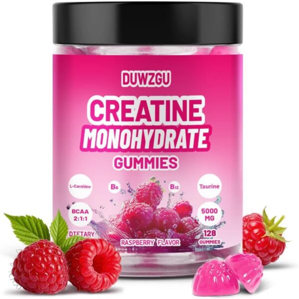 Frasco de Creatina Monohidrato DUWZGU - gominas rosas