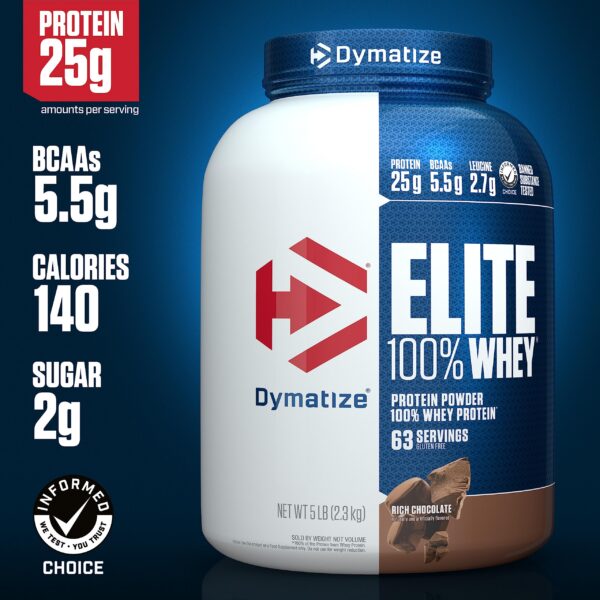 Version 1.0.0 Etiqueta frontal de Dymatize Elite Whey