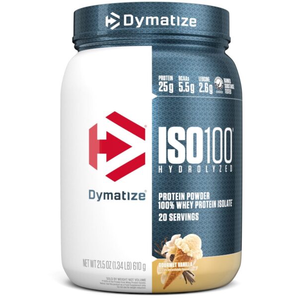 Frente del envase Dymatize ISO100 proteina